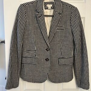 J. Crew Classic Houndstooth Wool Blazer in Black and White